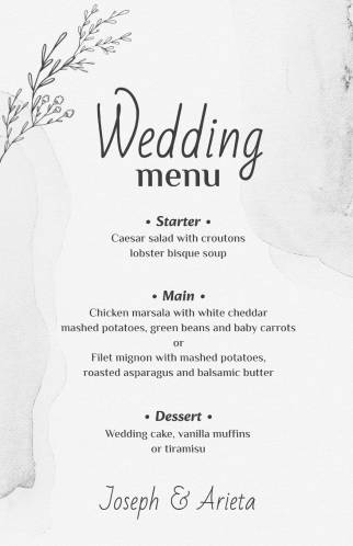 Grey Wedding Menu Template