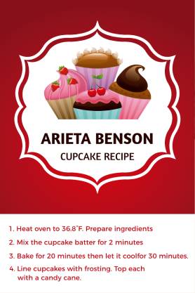 Cupcake Recipe Card Template