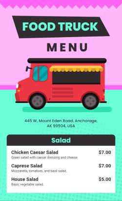 Food Truck Menu Templates Free Editable Downloadable
