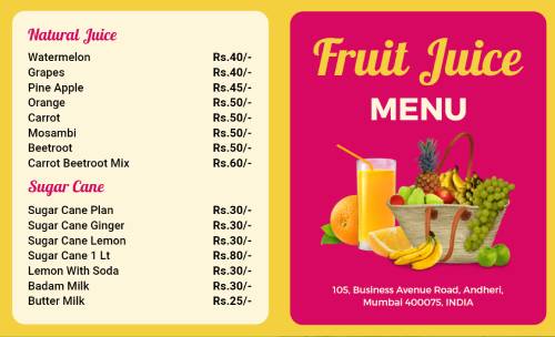 Fruit Juice Online Menu Template