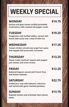 Special Weekly Menu Template