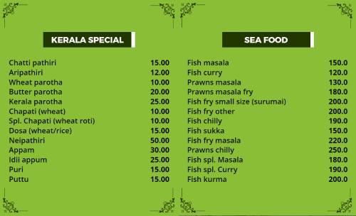 Kerala Online Menu Template