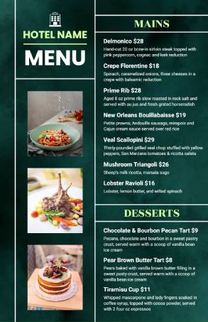 Green Hotel Menu Template