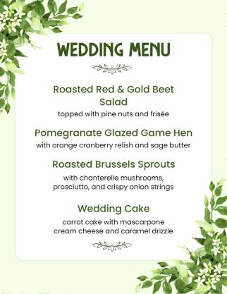 Minimalist Wedding Menu Template