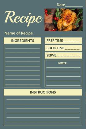 Green Recipe Card Template