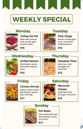 Cool Weekly Menu Template