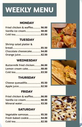 Decent Weekly Menu Template