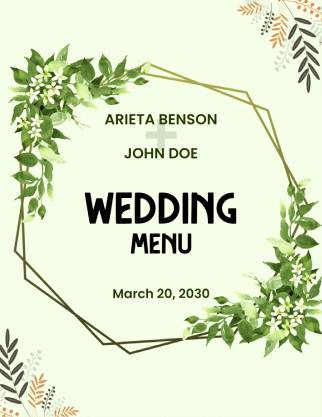 Minimalist Wedding Menu Template