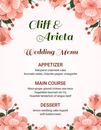 Classic Wedding Menu Template