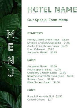 Elegant Hotel Menu Template