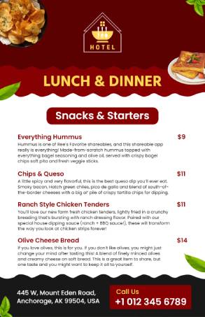 The Spice Hotel Menu Template