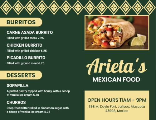 Mexican Online Menu Template