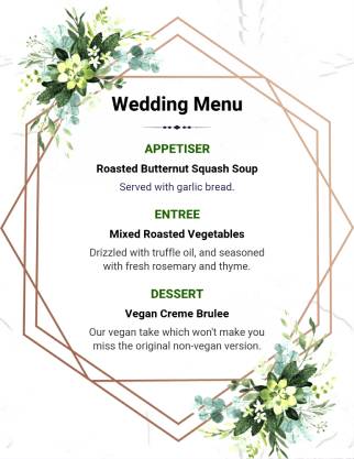 Minimalist Wedding Menu Template