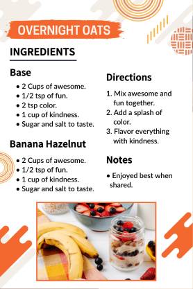 Oats Recipe Card Template
