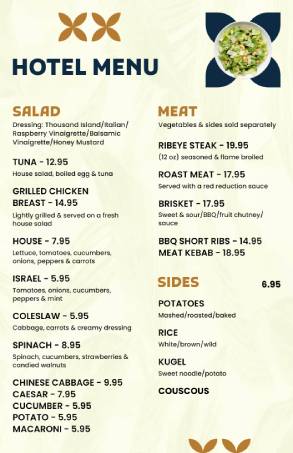 Exclusive Hotel Menu Template