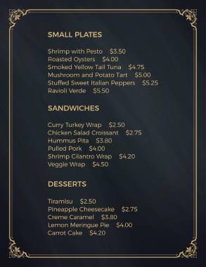Black Hotel Menu Template