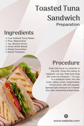 Sandwich Recipe Card Template