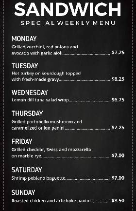 Sandwich Weekly Menu Template