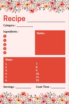 Orange Recipe Card Template