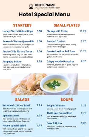 Upscale Hotel Menu Template