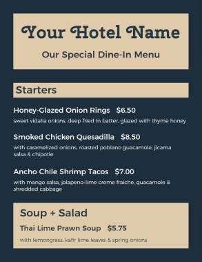 Vintage Hotel Menu Template