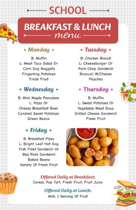 Breakfast Weekly Menu Template