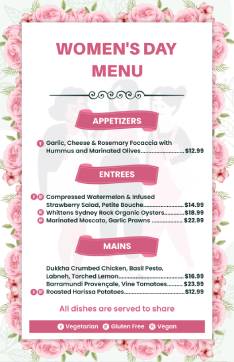 Simple Mother's Day Menu Template