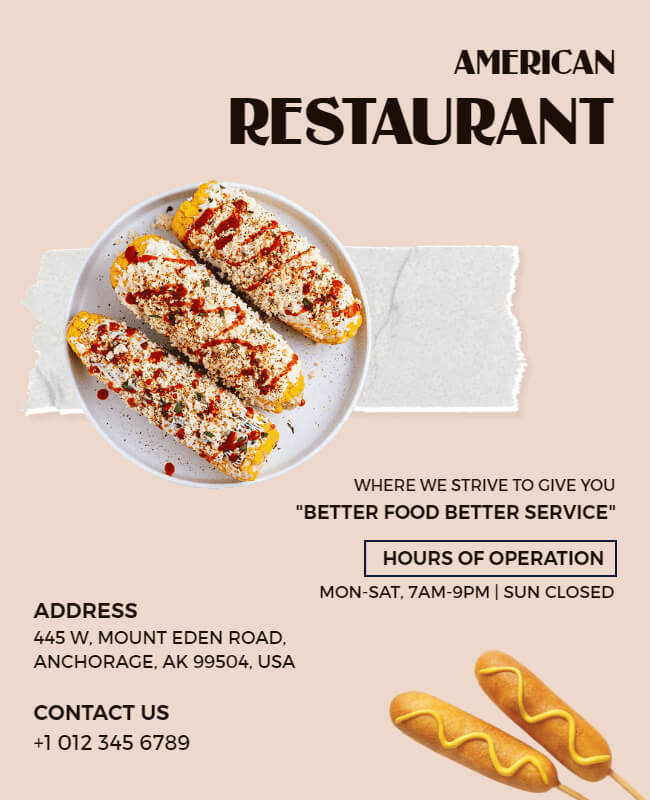 American Corn Restaurant Flyer