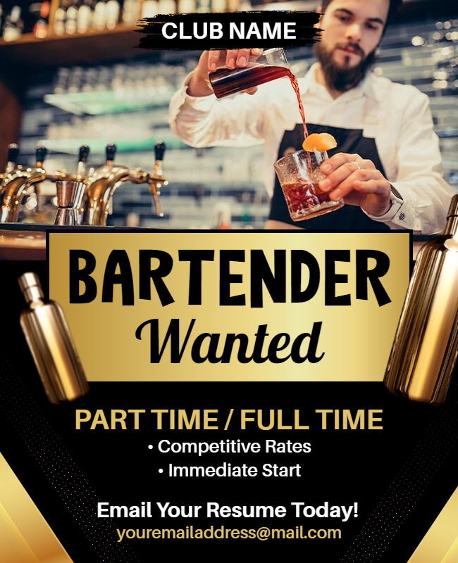 Bartender Night Club Bar Flyer