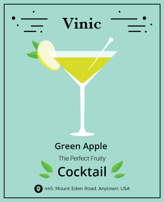 Green Cocktail Bar Flyer