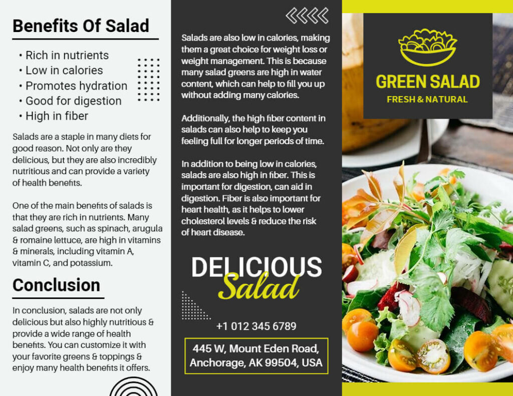 Green Salad Food Brochure