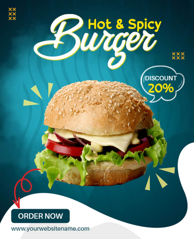 Hot And Spicy Burger Flyer