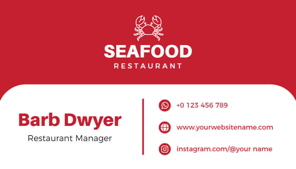 Sea Food Restaurant Business Card
