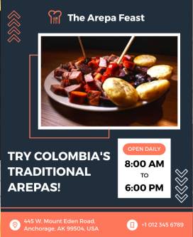 the Arepa Feast Restaurant Flyer Template