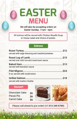 Easter Holiday Menu Template