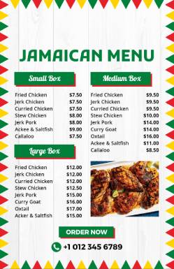 Jamaican Holiday Menu Template