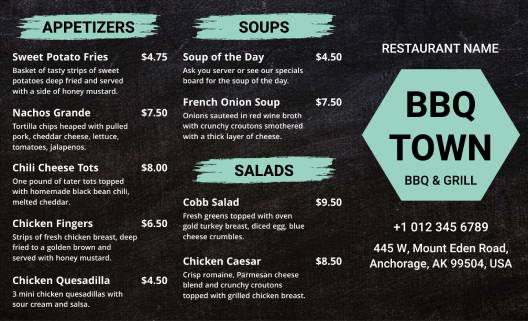 BBQ Chalkboard Menu Templates