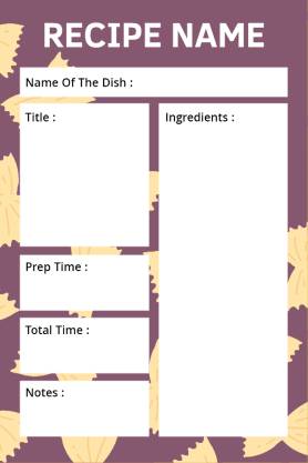 Cool Recipe Card Template