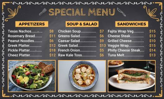 Cool Chalkboard Menu Templates