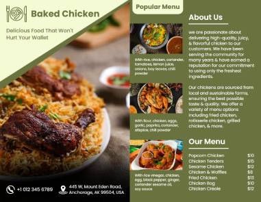 Baked Chicken Food Brochure Template