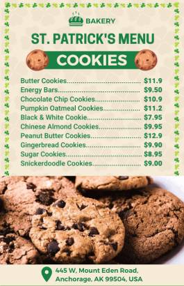 Decent St. Patrick's Day Menu Template