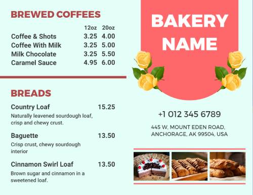 Bakery Online Menu Template