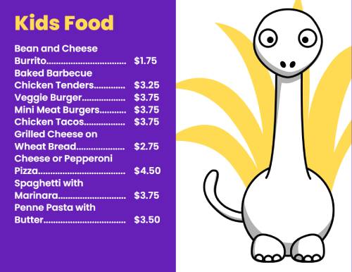 Kids Online Menu Template