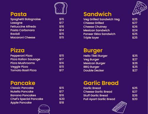 Special Food Online Menu Template