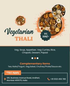 Vegetarian Thali Food Poster Template