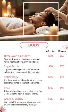 Body Spa Menu Template