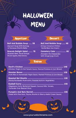 Blue Halloween Menu Template