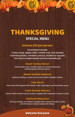 Brown Thanksgiving Menu Template