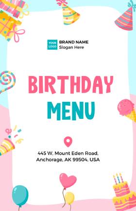Birthday Cute Menu Template