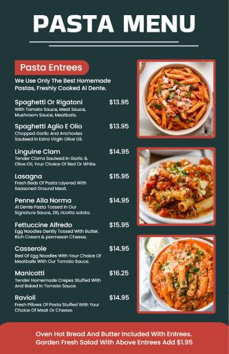 Creamy Pasta Food Menu Template